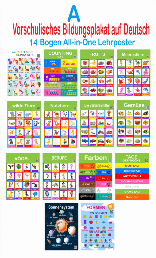 Educational posters for children in German